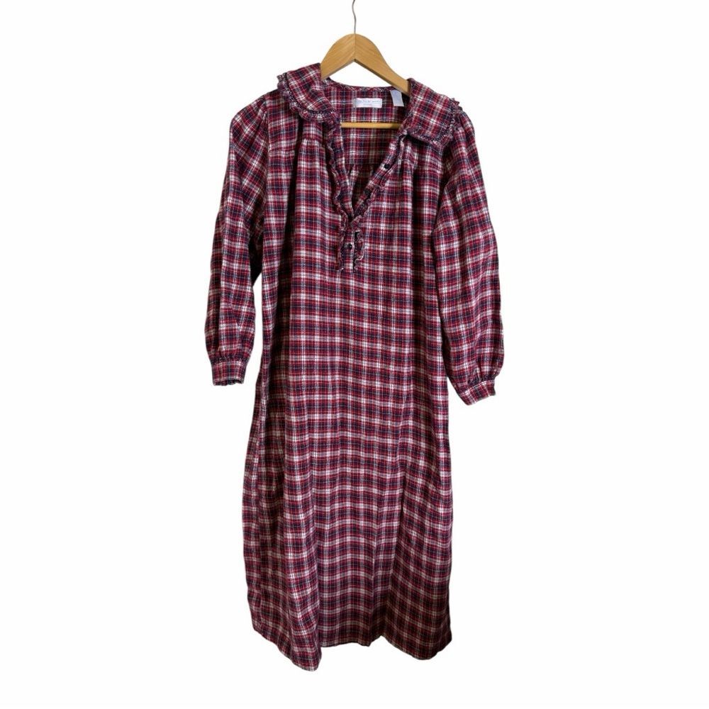 Vintage Erika Taylor Petites Plaid Long Sleeve Nightgown S